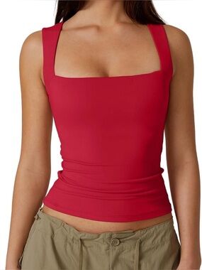 NWOT Onsenn Red Square-Neck Tank Top for Women